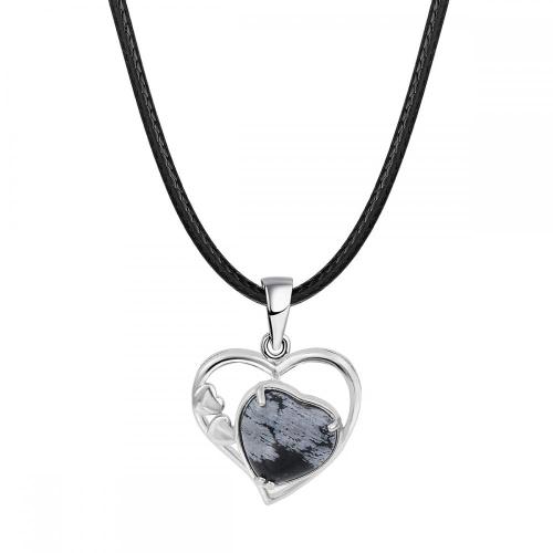 Snowflake Love Heart Birthstone Pendant Gemstone Necklaces for Women