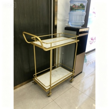 Elegant Gold-Plated Tea Cart for Elegant Dining