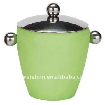 colorful round stainless steel ice bucket with lid