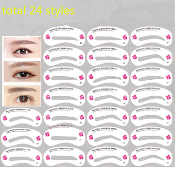 24 Pcs Reusable Eyebrow Stencil Set Eye Brow DIY Drawing Guide Styling Shaping Grooming Template Card Easy Makeup Beauty Kit