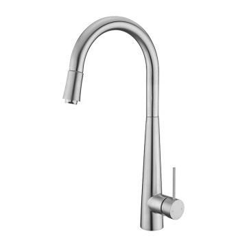 Industrial Commercial Pull Down Flexible Hose Kitchen Faucet with Brushed Finish