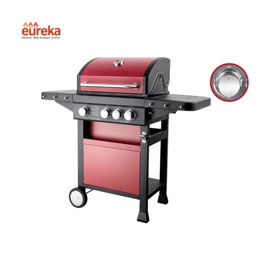 Outdoor gas bbq grill Commercial Gas Grill with 3+1 burners Black Steel LGP gas grill