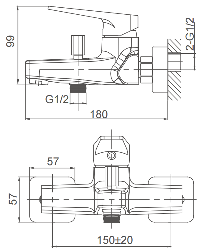 Single lever bath mixer