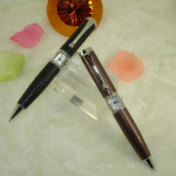Original Design PU Leather Ballpoint Pen Newest & Hot Sale Pen with Watch Japanese Movement decorative Ball Pens for Retail