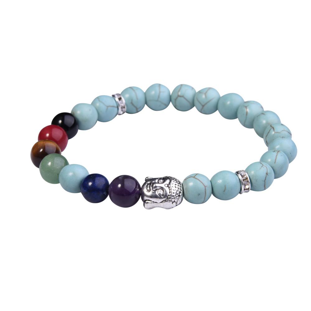 7 Chakra Gemstone Bouddhisme et Bouddha alliage Bracelet en cristal