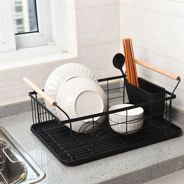 Single-Tier Metal PC Dish Storage Rack