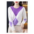 Pull en tricot en diamant colorblock vintage