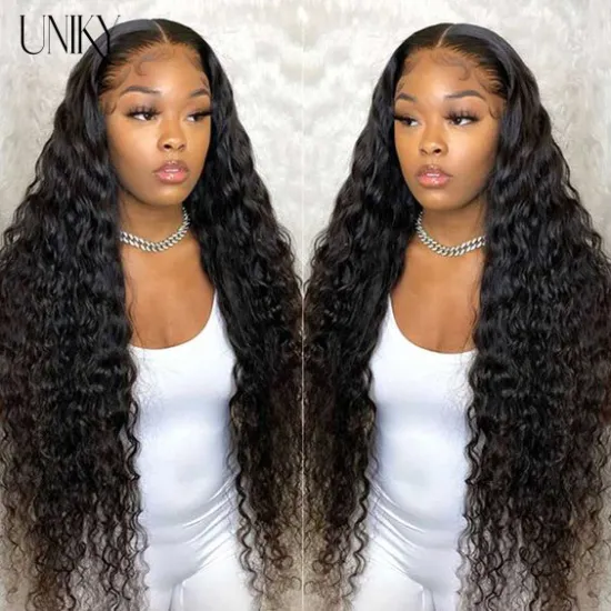 Uniky 180 Density 13x4 13x6 Deep Wave Hd Lace Frontal Wig Human Hair 4x4 5x5 Lace Closure Wigs