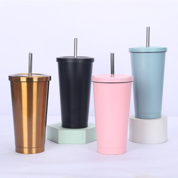 Mast-Selling-Kaffeetasse: Vakuum-Isolum-Tumbler aus rostfreiem Stahl mit verschüttetem Deckel und Stroh