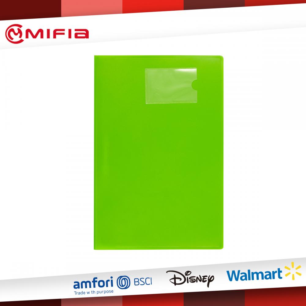 Pp Fastener Clip Folder With Name Card Pocket In Green Colour