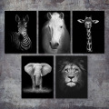 Black white animals oil painting canvas art poster and photo wall pictures of living room decoration home decor canvas painting