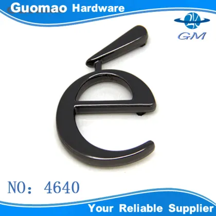 Gunmetal color Letter "e"metal handbag accessories