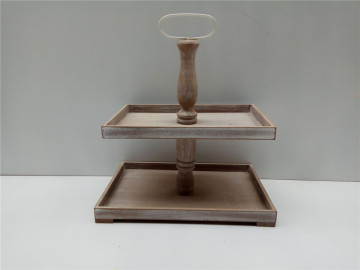 Double Wooden Plate With Handle