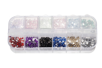 12 Mixed Colors 2mm Round Nail Art Rhinestones Decoration Glitter Nail Art Decoration Free Shipping
