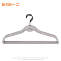 Grey Anti-slip Velvet Coat Hanger With Tie Hook