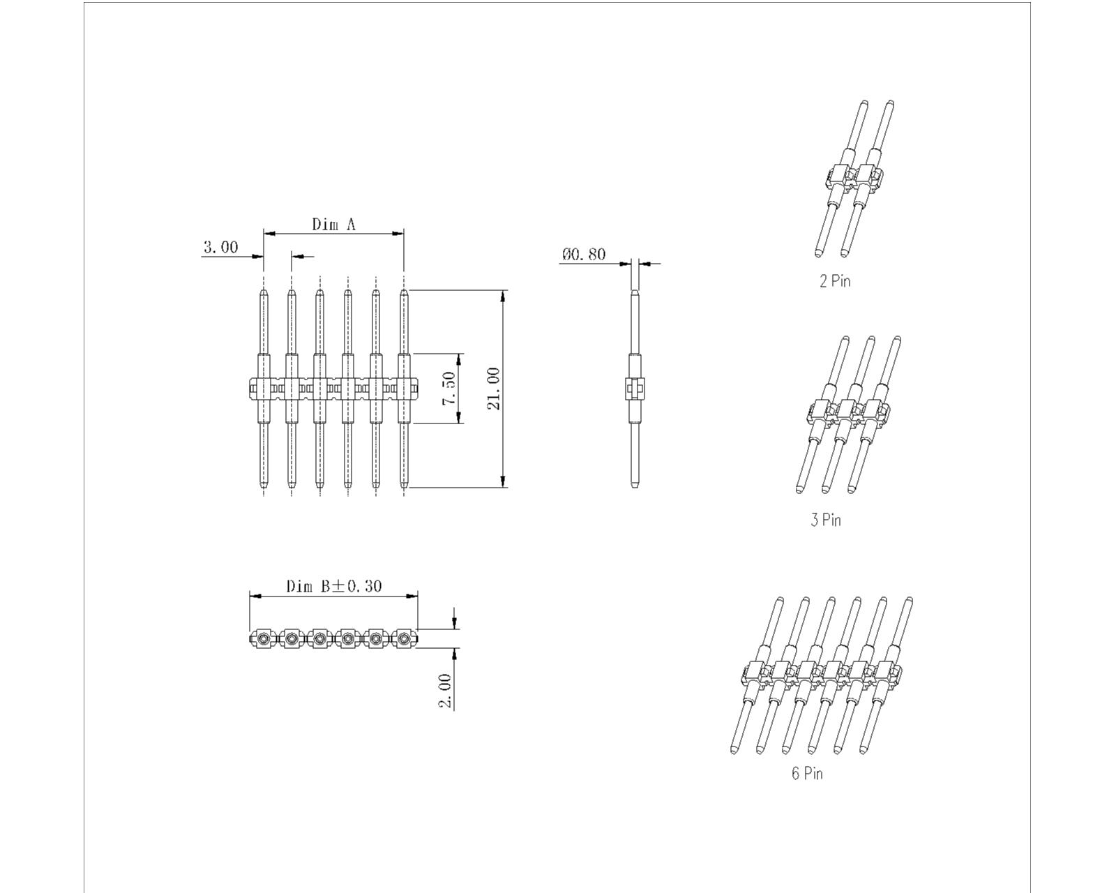 ATL001M-X-SN-A LED Terminal Block Male Pitch 