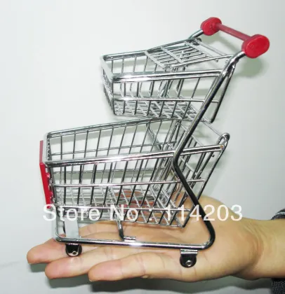Mini Shopping Cart Two floor Metal Pen Holder