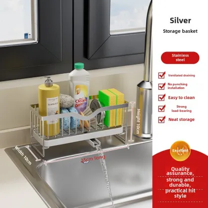 Standing Single-Tier Kitchen Storage Rack for Sink Faucet Accessories