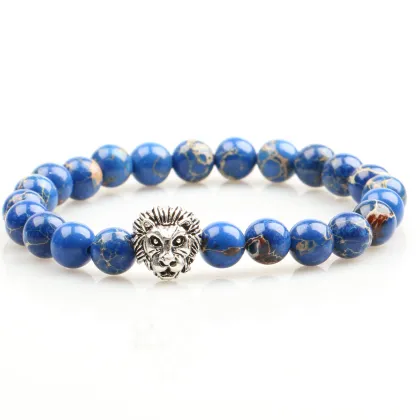 Wholesale jewelry red imperial jasper stone beads bracelet lion bracelet for fashion accessories