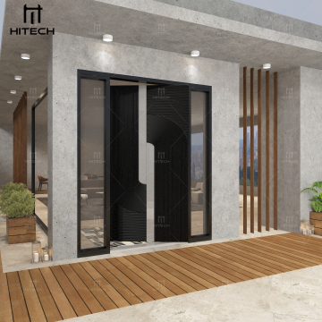 Modern Front Entry Security Door with Smart Lock - Cast Aluminum Exterior Metal Single Entry Door for Houses