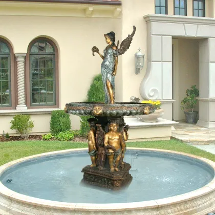 Park decoration bronze angel water fountain