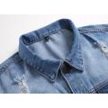 High Quality Men's Ripped Denim Jacket Wholesale Custom