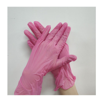 Wholesale Pink Disposable Safety Clean Rubber Nitrile Gloves
