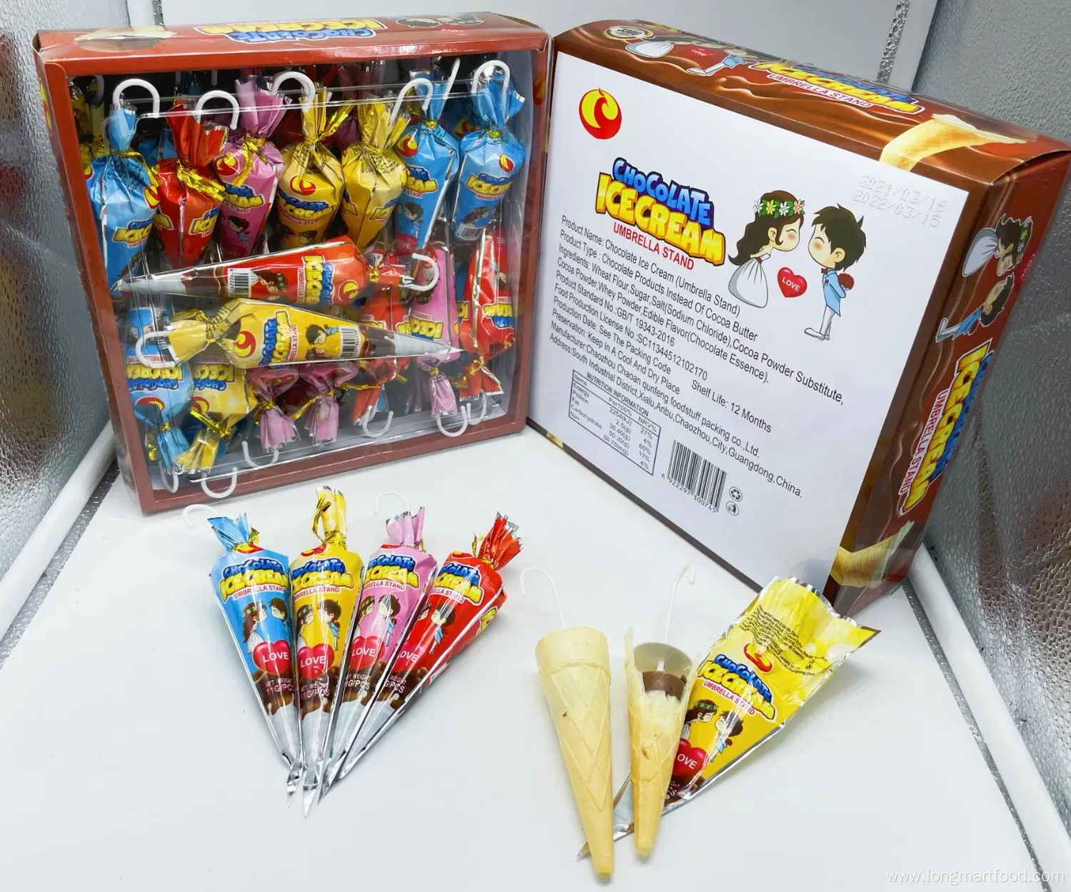 Umbrella-Shaped Chocolate Wafer Cone Candy