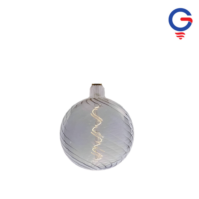 Smoke Gray Spiral Textured Glass Globe LED Bulb