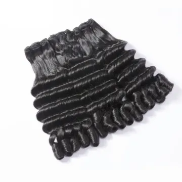 Customized Double Drawn Egg Human Hair Bundles Curly Curl Brazilian Fumi Pixie Rose Machine Hair Weave Nature Black Color