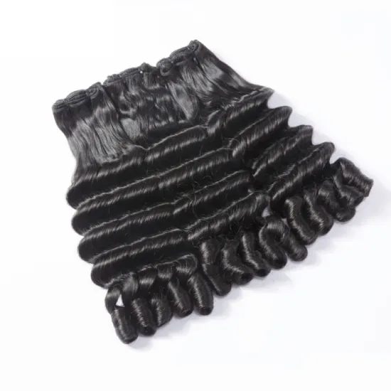 Customized Double Drawn Egg Human Hair Bundles Curly Curl Brazilian Fumi Pixie Rose Machine Hair Weave Nature Black Color