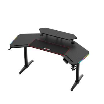 Carbon Fiber Textured LED Gaming Desk with RGB