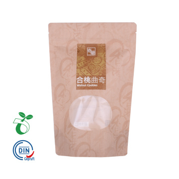 Biodegradable Rice Paper Stand Up Pouch Brown Kraft