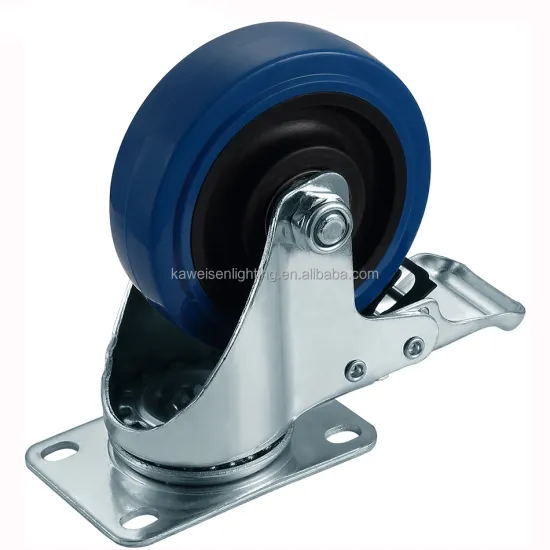 TPR Swivel Caster Wheels: Heavy Duty 330lbs Capacity, 4 Inch Diameter with Double Ball Bearings and Dual Brake System in Blue