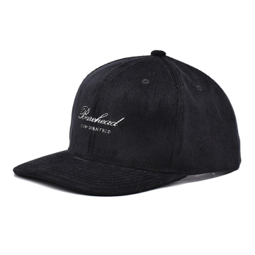 Topi besbol pra-melengkung hitam korduroy hitam