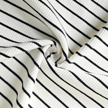 Wholesale Heavyweight 540gsm Yarn Dyed Black White Stripes Cotton Spandex Fabric