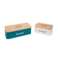 Petite boîte à pain rectangle avec couvercle en bois