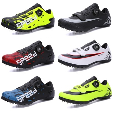 China Factory Wholesale Athletic Running Shoes with Automatic Shoelaces, Breathability, and Safety Spikes