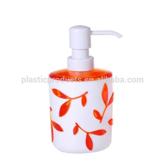 Decorative plastic bathroom accessories body lotion bottle with leaves
