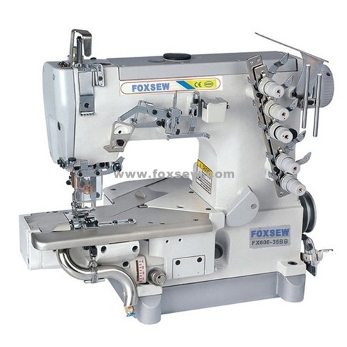 Máquina de coser de enclavamiento de lecho cilíndrico para coser dobladillo con recortadora lateral