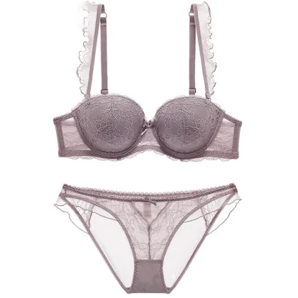 French Style Lace Padded Bra and Panty Set
