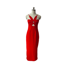 Womens Juniors Knit Maxi Dress Red