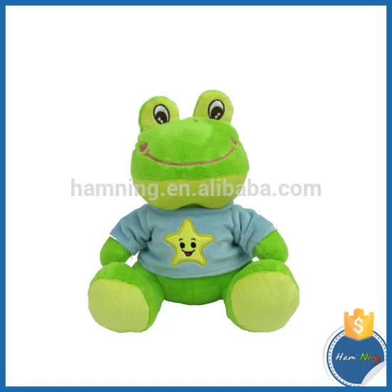 25cm big eyes soft custom animal toy to kids with blue T-shirt