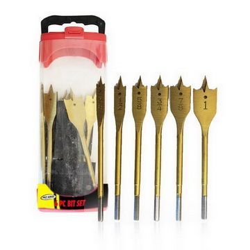 Wood Spade Drill Bit Set with Storage Tube, 6 Pieces, Suitable for Home Use