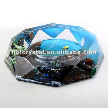 Beautiful color printing crystal ashtray