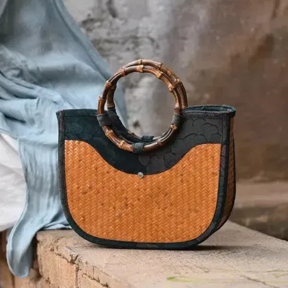 Sustainable Artisan Bamboo Weaving Bag for Travel