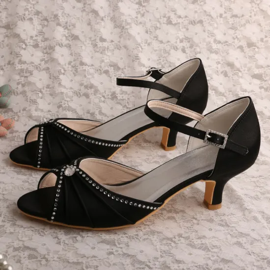 Hot Selling Black Evening Sandals Low Heeled