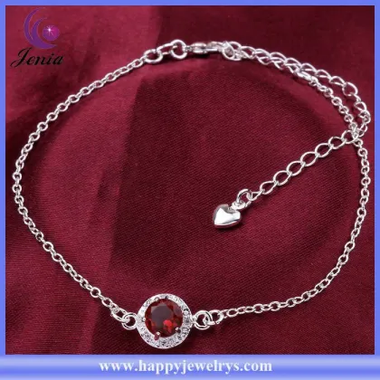 Fashion jewelry anklet 925 silver plated purple zircon pure silver anklet jewelry (CA038-A)