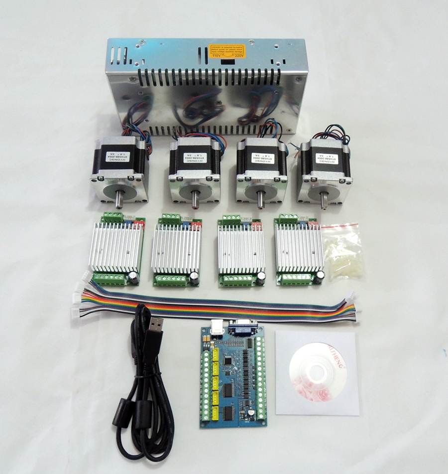 CNC Router Mach3 USB 4 Axis kit,TB6600 stepper motor driver+5 Axis usb control board 100KHZ+Nema23 57HS56 motor+24V power supply