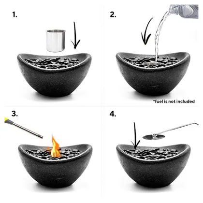 Black Bio Stone Fireplace Fire Bowl Fireplaces Stoves Fire Pits Tabletop Fireplace